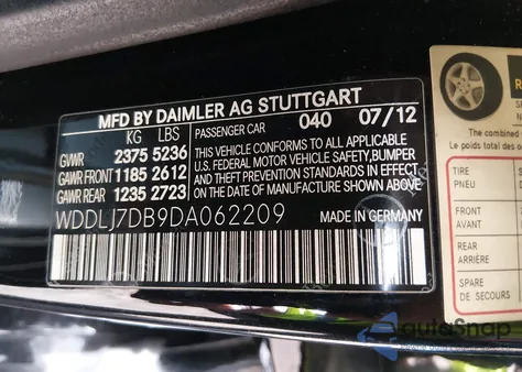 2013 Mercedes-Benz Cls 550 from USA, damaged, VIN WDDLJ7DB9DA062209